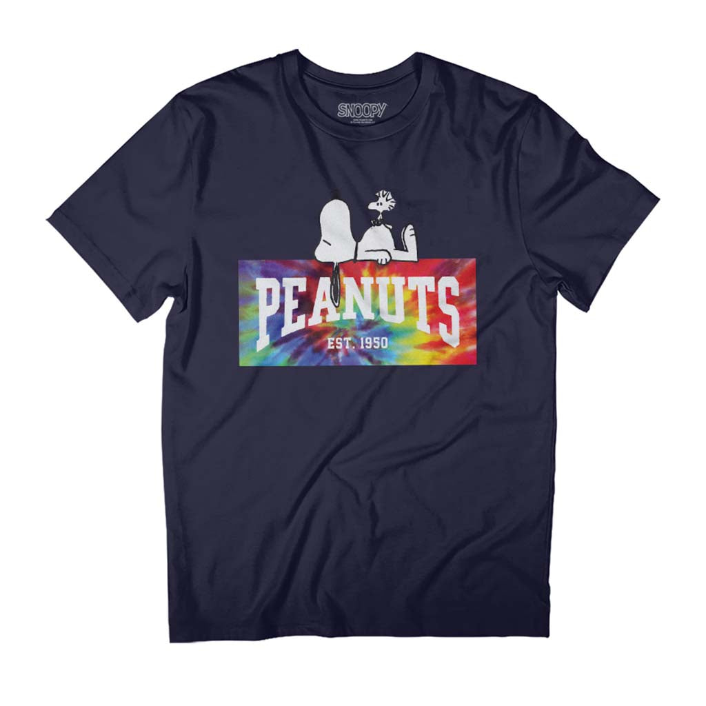 Peanuts Tie Dye Logo Snoopy & Woodstock Men's T-Shirt product image 1