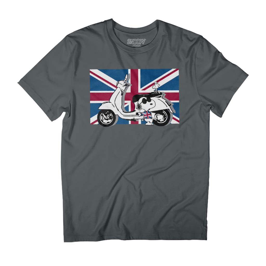 Peanuts Union Jack Scooter Snoopy Men's T-Shirt product image 1