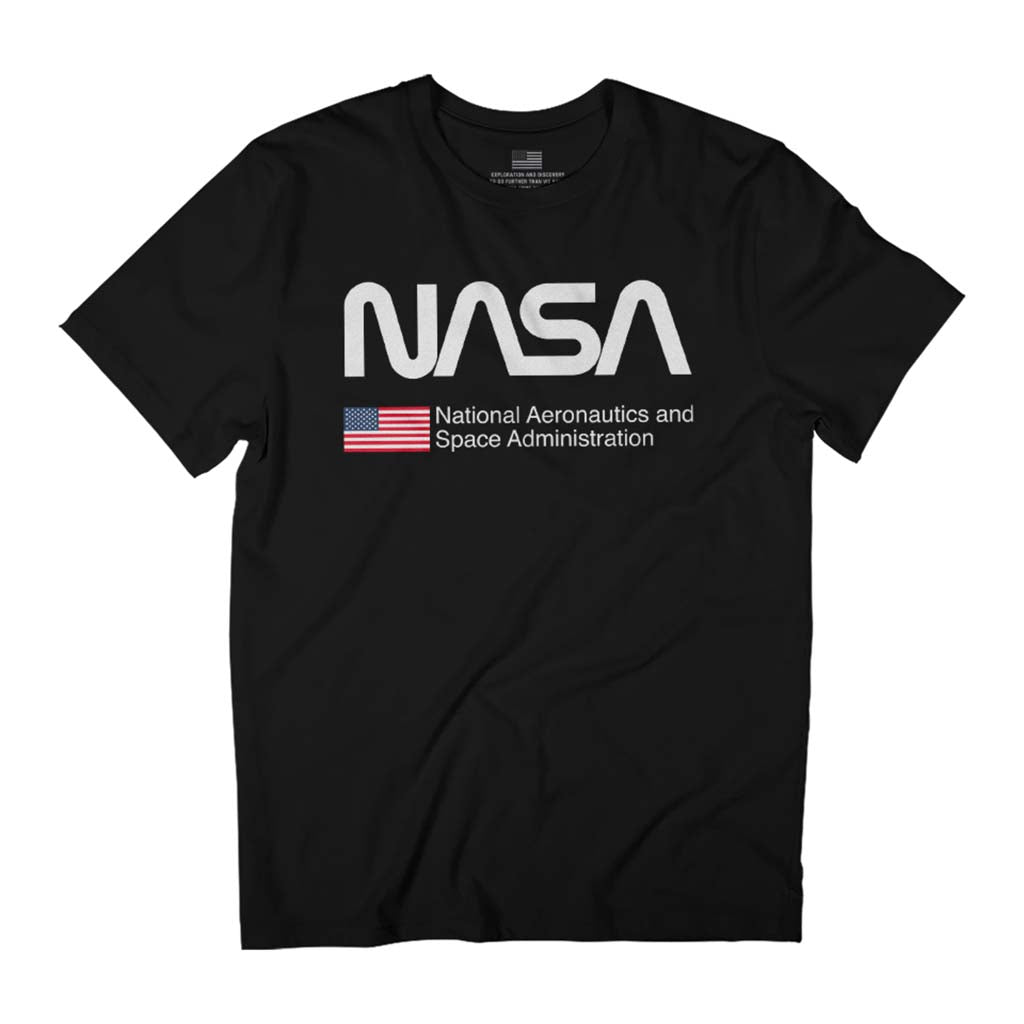 NASA Classic Worm Text Logo US Flag Men's T-Shirt product image 1