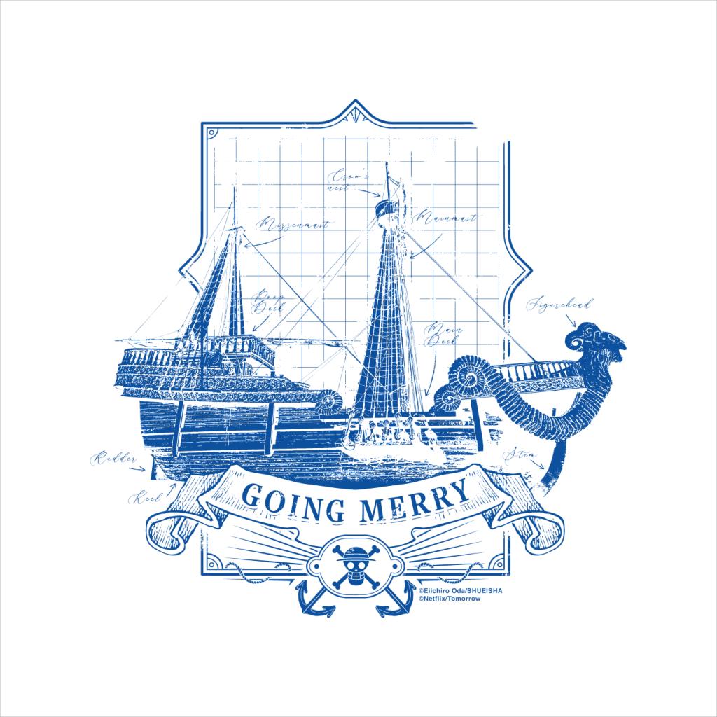 One Piece Going Merry Straw Hat Pirates Blueprint Men's T-Shirt