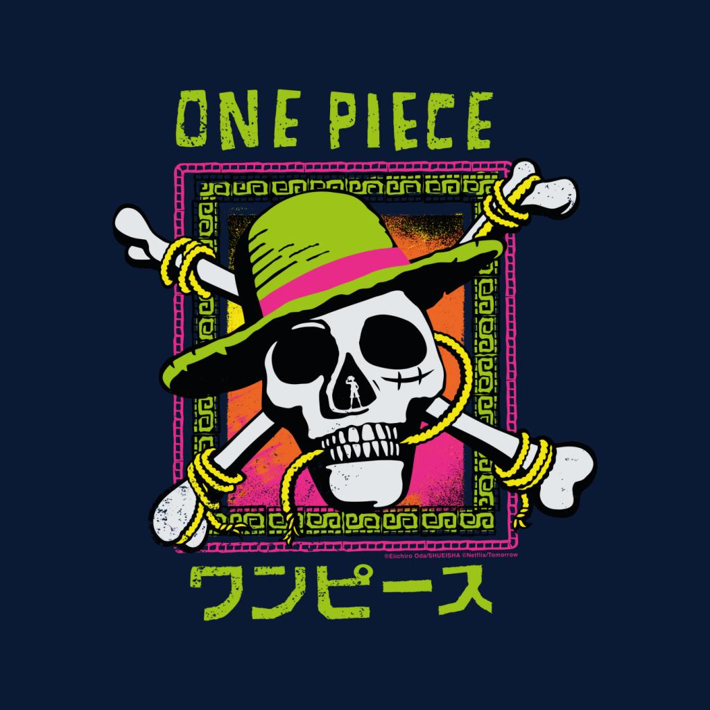 One Piece Skull & Crossbones Straw Hat Pirates Logo Kanji Men's T-Shirt