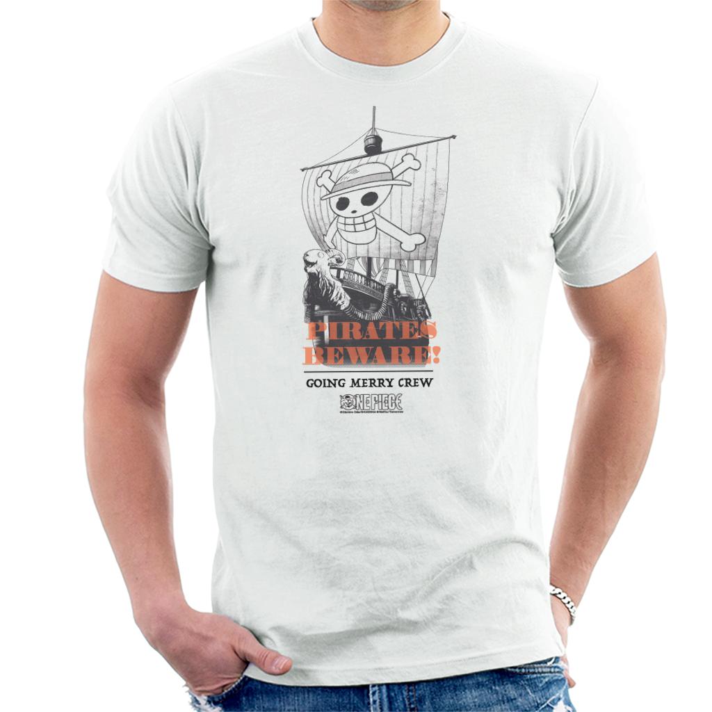 One Piece Going Merry Crew Straw Hat Pirates Beware! Anime Men's T-Shirt