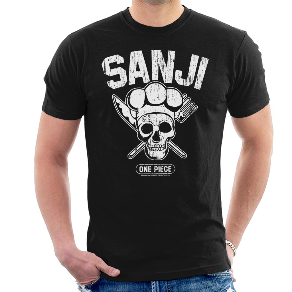 One Piece Sanji Straw Hat Pirates Cook Skull N Crossbones Anime Men's T-Shirt