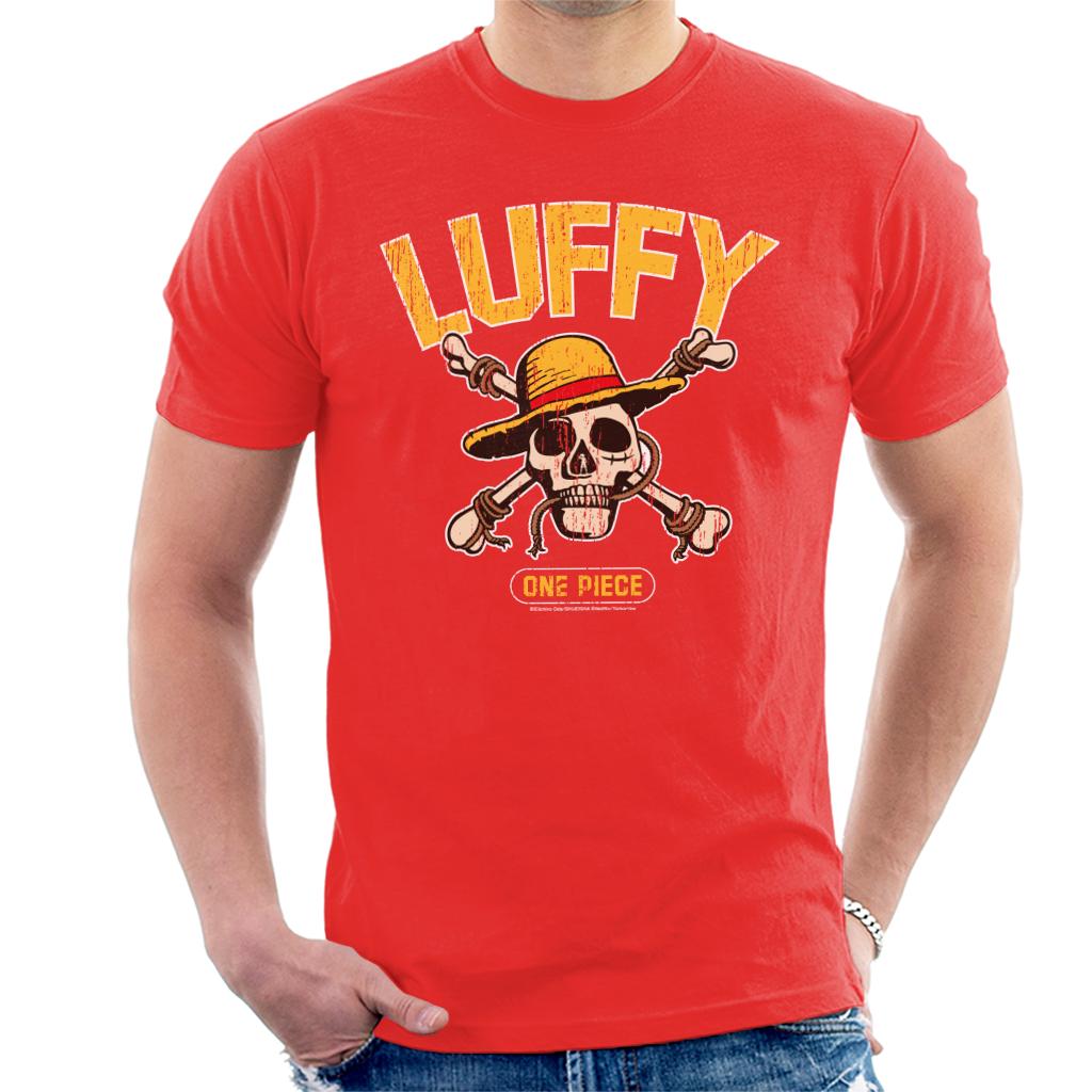 One Piece Straw Hat Pirates Monkey D Luffy Skull Crossbones Anime Men's T-Shirt