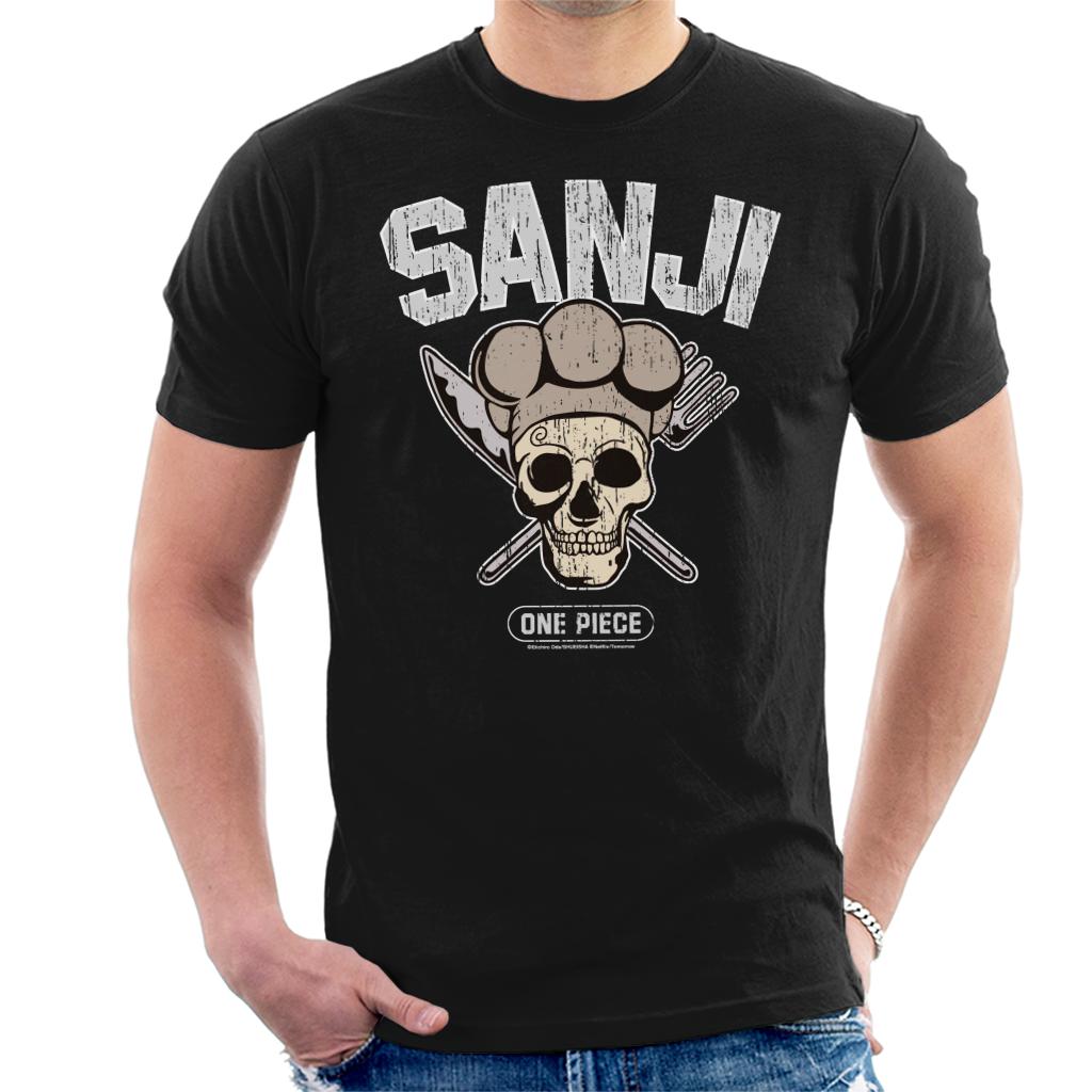 One Piece Sanji Straw Hat Pirates Chef Skull N Crossbones Anime Men's T-Shirt