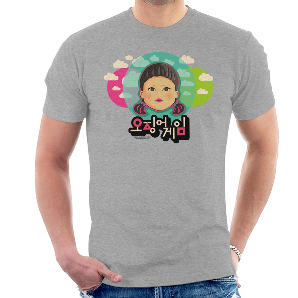Squid Game Face Clouds Red Light Green Doll Men's T-Shirt product image 1