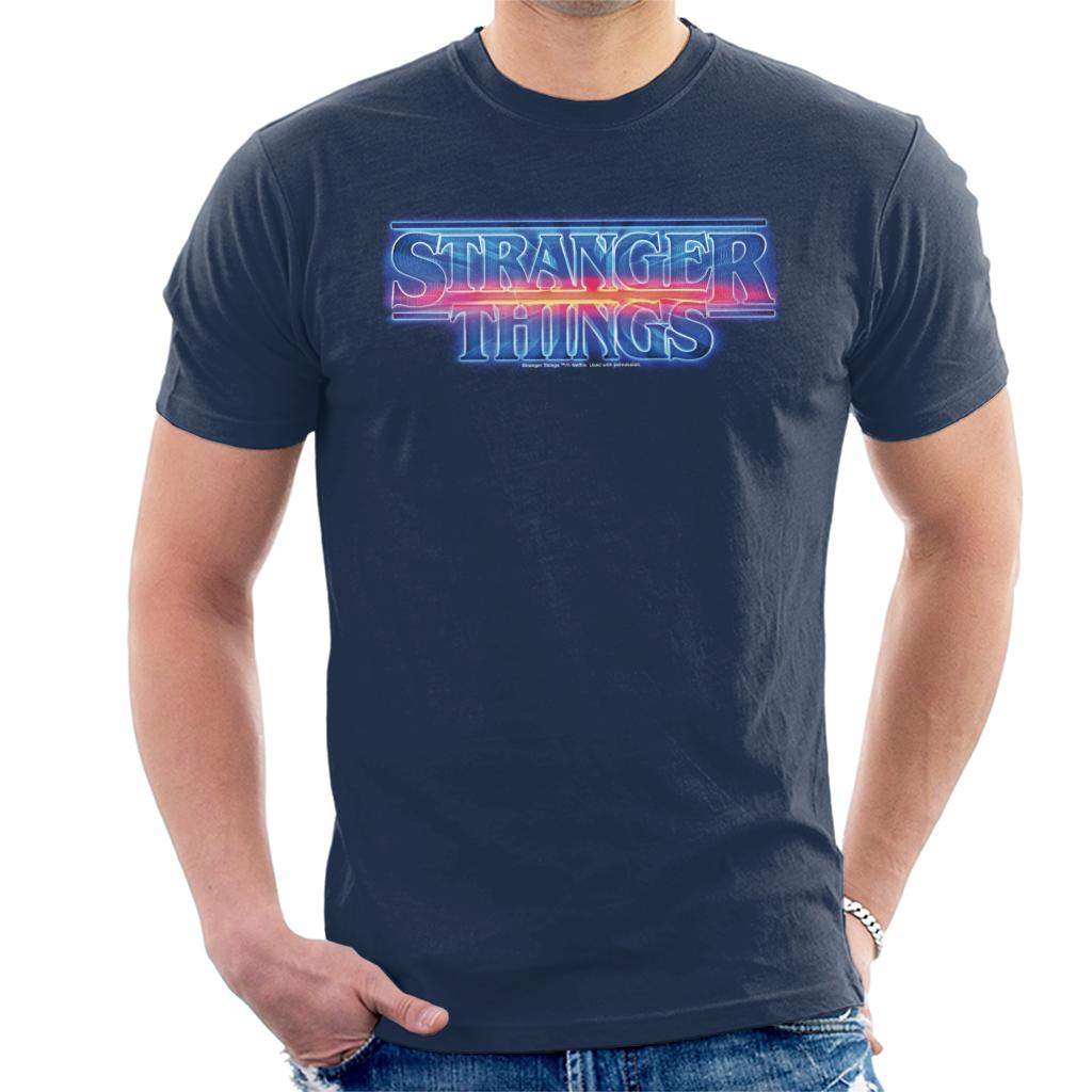 Stranger ThingsOrange Flare Text Logo Men's T-Shirt product image 1