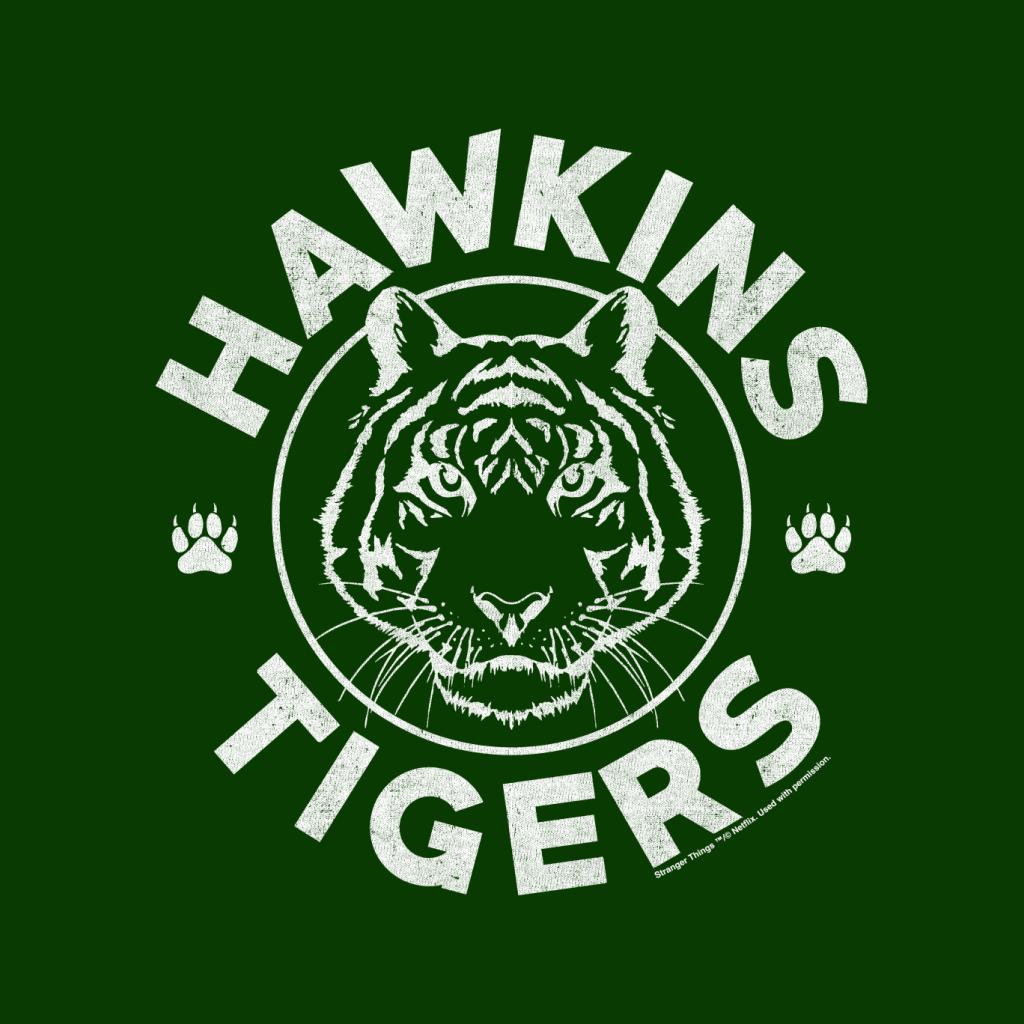 Stranger ThingsHawkins Tigers Paws White Logo Men's T-Shirt product image 2