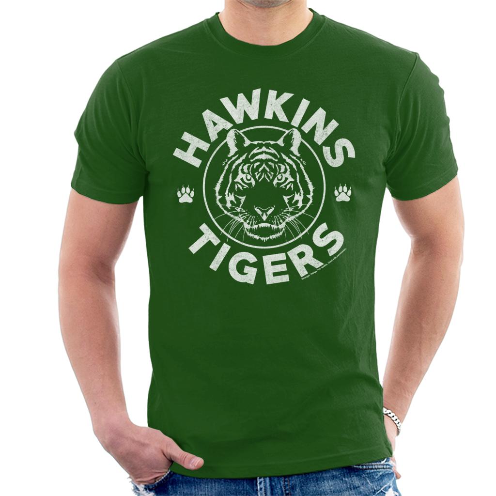 Stranger ThingsHawkins Tigers Paws White Logo Men's T-Shirt product image 1