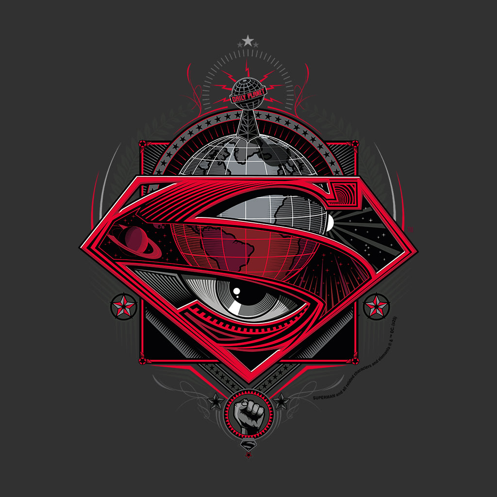 Superman Red S Logo Daily Planet Globe Men's T-Shirt product image 2