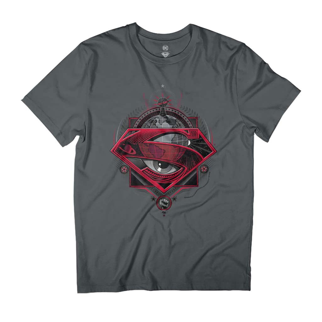 Superman Red S Logo Daily Planet Globe Men's T-Shirt product image 1