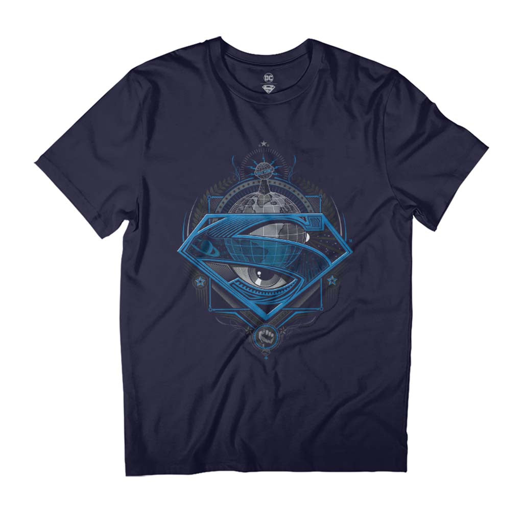 Superman Blue S Logo Daily Planet Globe Men's T-Shirt product image 1