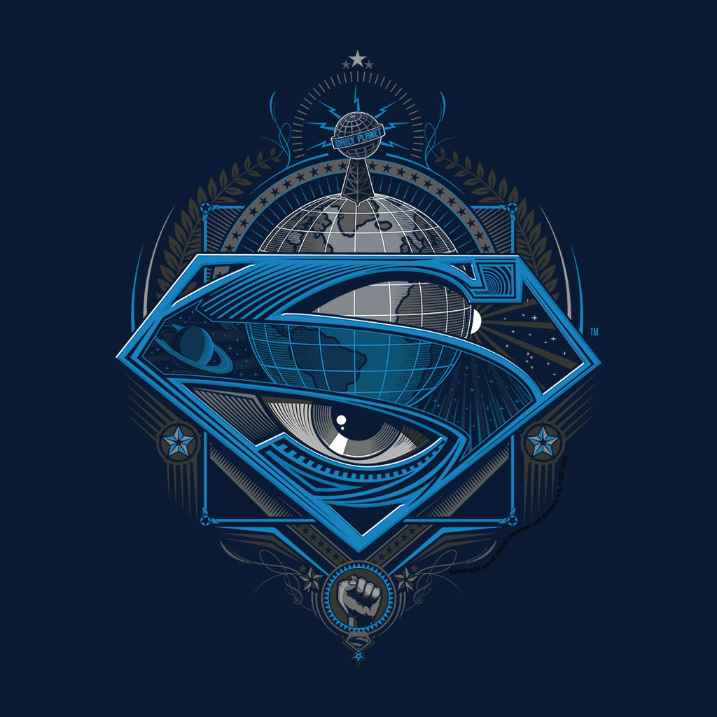 Superman Blue S Logo Daily Planet Globe Men's T-Shirt product image 2
