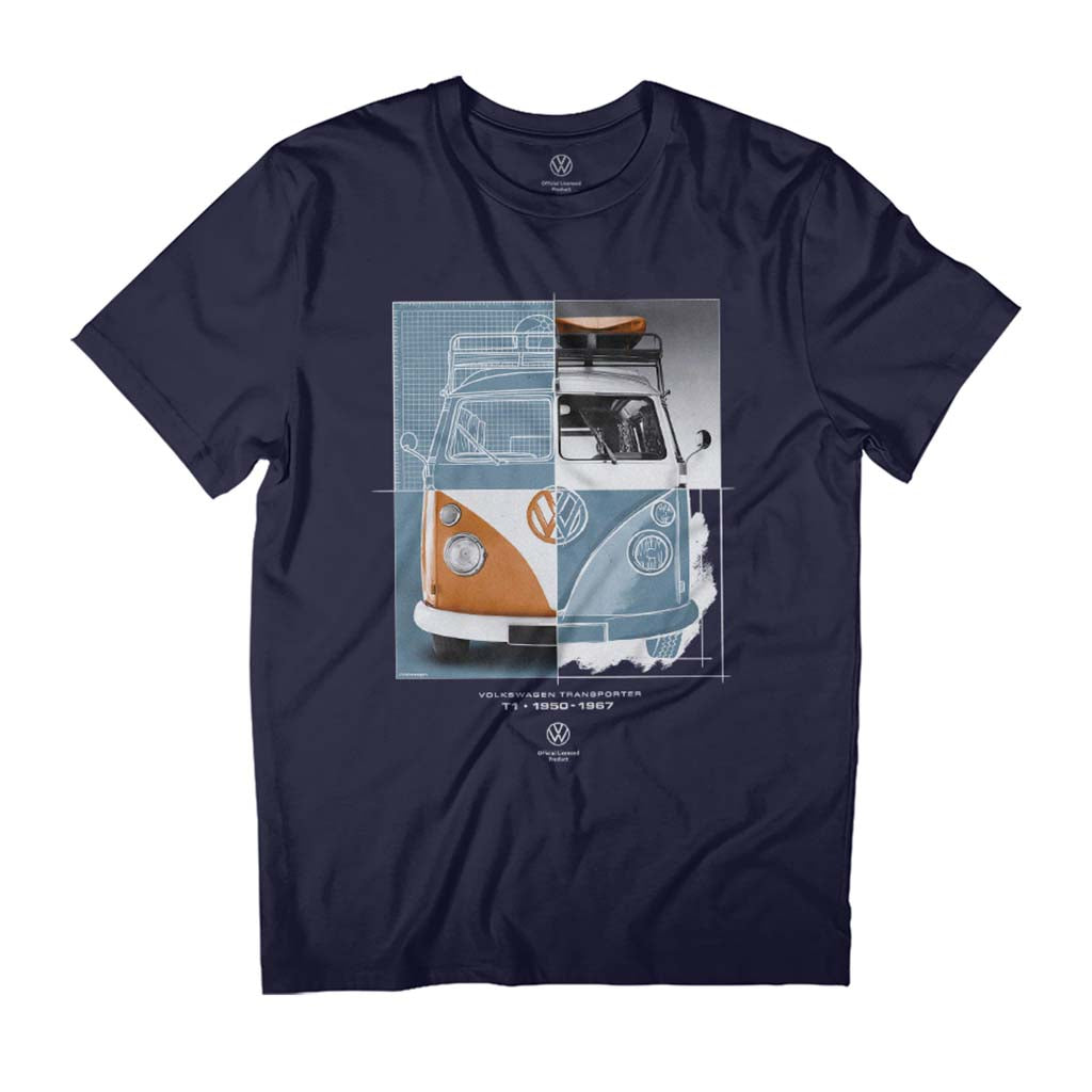 Volkswagen Transporter T1 Camper Blueprint Art Men's T-Shirt product image 1