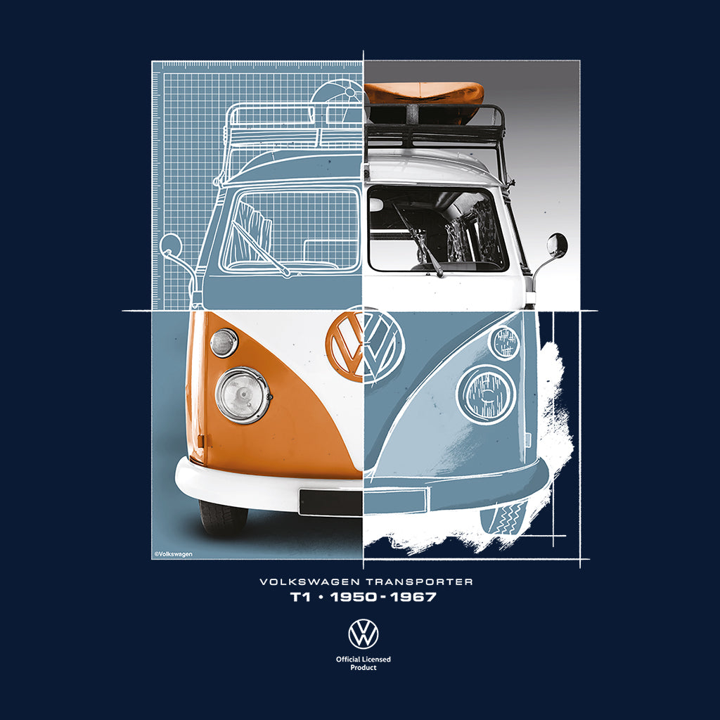 Volkswagen Transporter T1 Camper Blueprint Art Men's T-Shirt product image 2