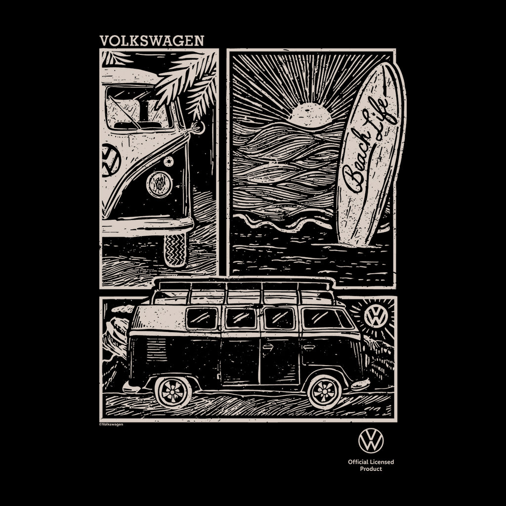 Volkswagen Beach Life T1 Campervan Surf Sketch Men's T-Shirt product image 2