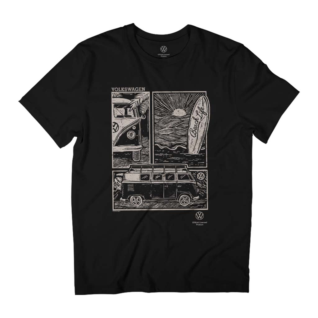 Volkswagen Beach Life T1 Campervan Surf Sketch Men's T-Shirt product image 1