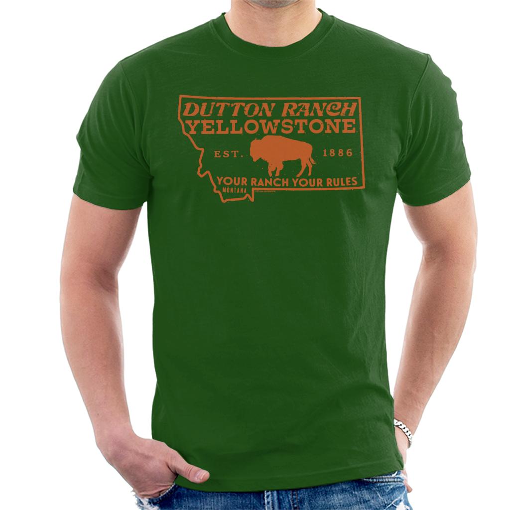 Yellowstone Dutton Ranch Montana State Outline Men's T-Shirt product image 1