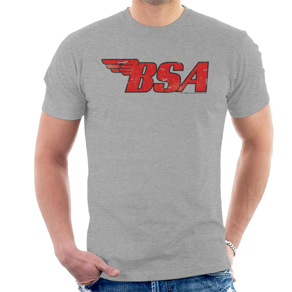 BSA Motorcycle Logo Distressed Effect Men's T-Shirt product image 1