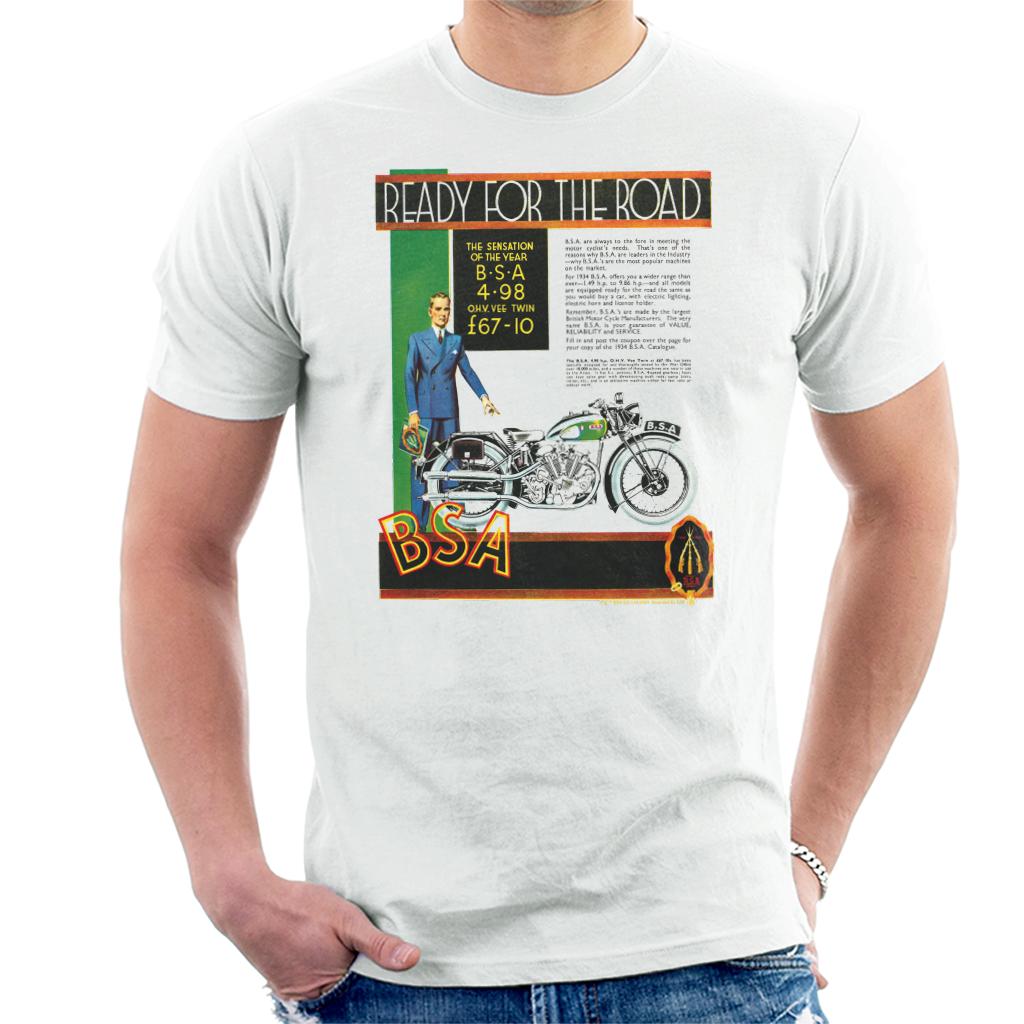 BSA OHV Vee Twin Motorcycle Ready For The Road Men's T-Shirt product image 1