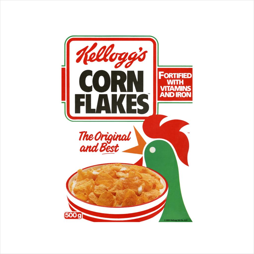 Kelloggs Corn Flakes Breakfast Cereal Box Art 1983 Men's product image 2