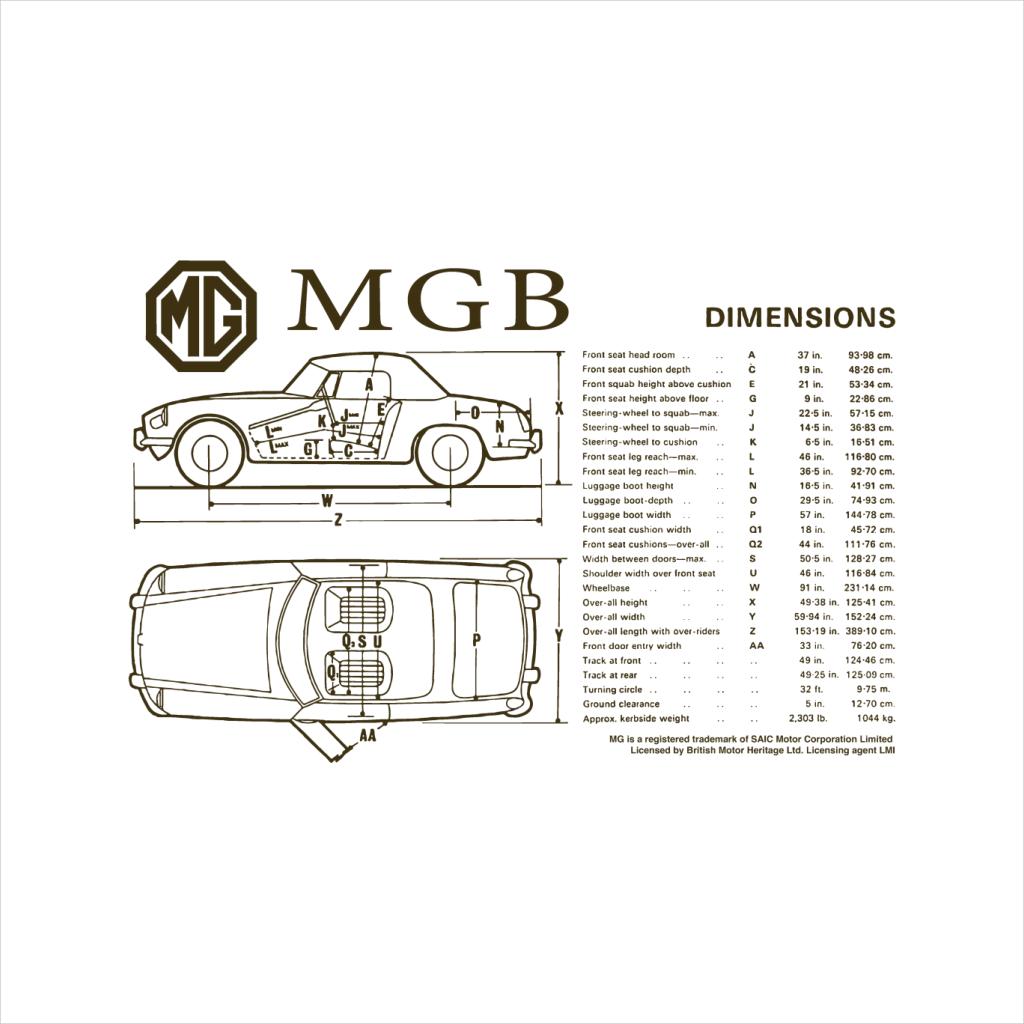 British Motor Heritage MG MGB Car Dimensions Men's T-Shirt product image 2