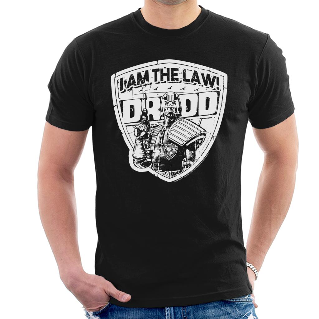 Judge Dredd I Am The Law! Comic Badge 2000 AD Men's T-Shirt product image 1